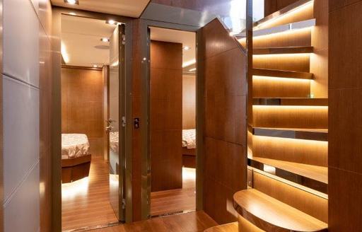 Charter yacht BACCARAT interior corridor and staircase