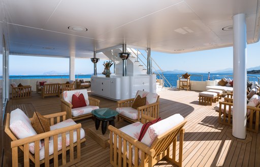 Shaded al fresco dining on board Coral Ocean