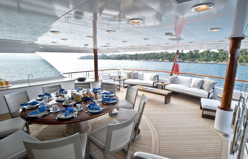 Aft deck on board charter yacht LA DEA II