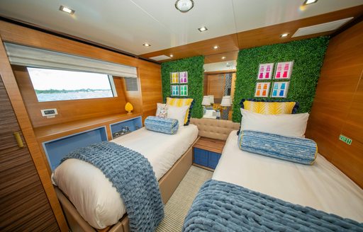 Twin cabin onboard luxury yacht charter REHAB