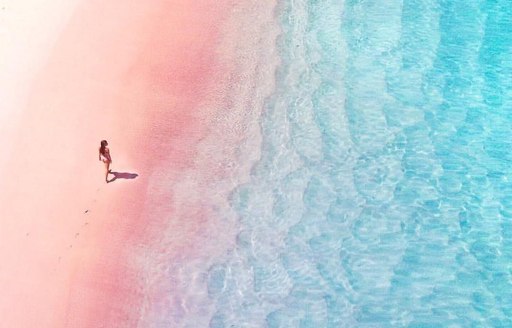 Pink sand beach on Eluethera Island, Bahamas