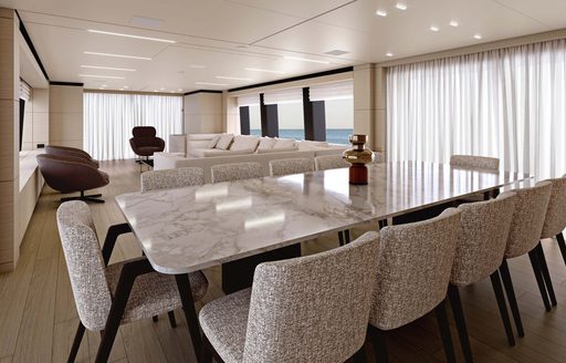 Charter yacht HAIAMI I interior dining rendering