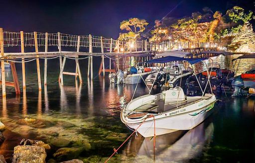 Cameo Island Zakynthos bridge boats night