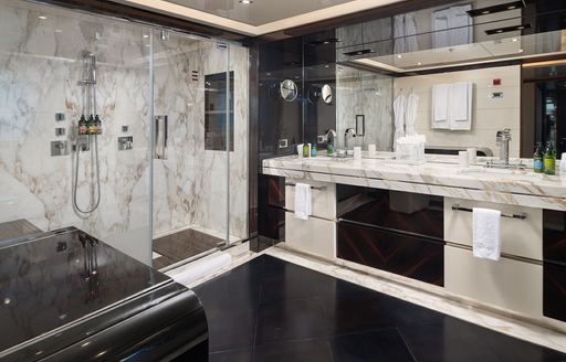 Charter yacht TALEYA ensuite with large sink unit