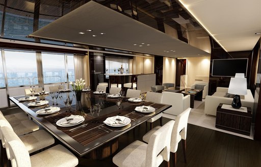 Formal dining area on board BLUSH