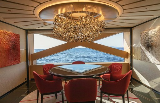 Dining alcove on board charter yacht PROJECT X