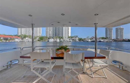 Alfresco dining area onboard charter yacht LEXINGTON