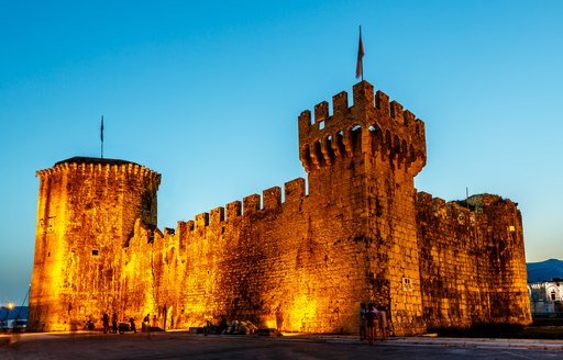 Tower of medieval Kamerlengo fortress in Trogir, Dalmatia, Croatia.