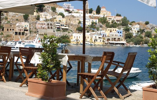 Restaurant by the water's edge in Mykonos, Greece