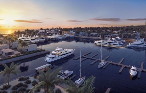 Aerial impression of berths at Port Nimara