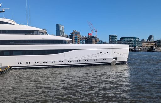 Superyacht ODISEA bow at anchor