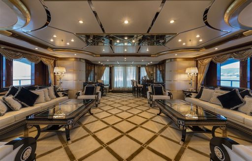 The elegant furnishings of superyacht Mine Games