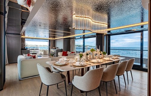 Charter yacht LOEWE interior dining area