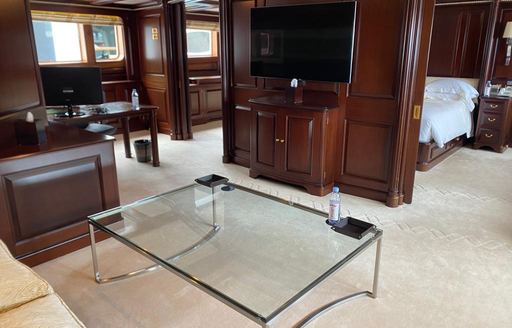 Charter yacht TELEOST master cabin seating area