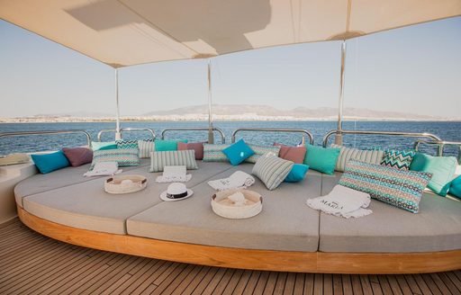 Sun pads onboard luxury yacht rental MARLA