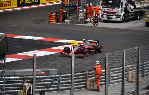 formula one car racing on the track at Monaco Grand Prix