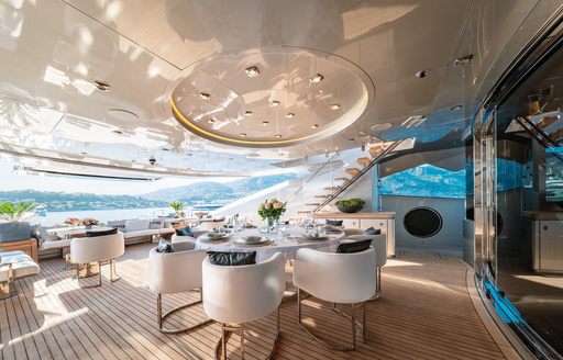 Charter yacht DB9 exterior seating area