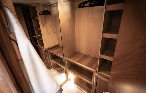 Master closet onboard charter yacht CHESS