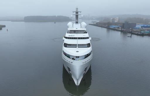 Superyacht O3 front view underway