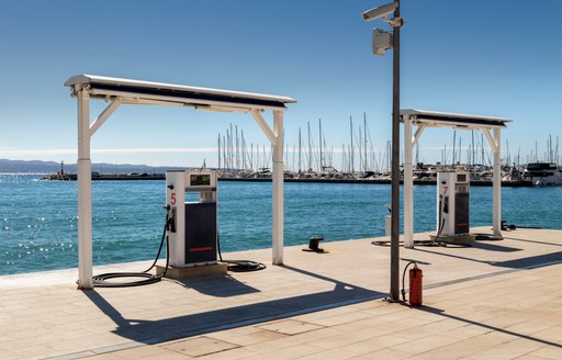 empty yacht docking station on a pontoon marina