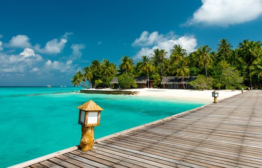 A pontoon leading to an island in the Maldives