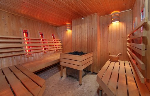 Sauna on board superyacht SHERAKHAN