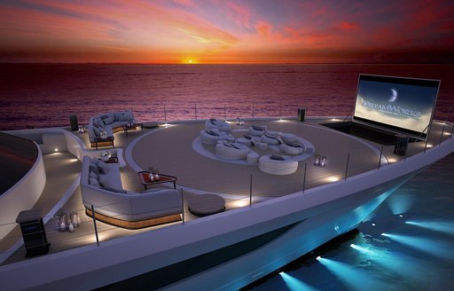 cosmos yacht helipad and al aflfresco cinema