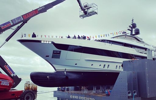 lady lena superyacht prepares to launch at la spezia