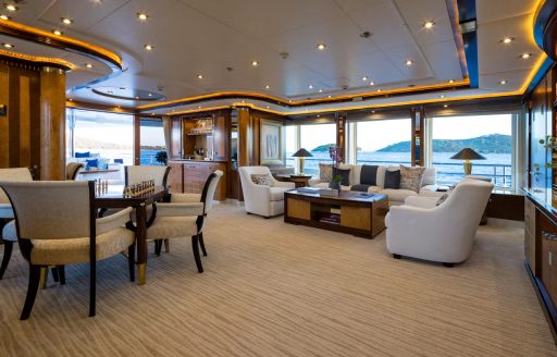 Charter yacht LUDZIE interiors with seating areas