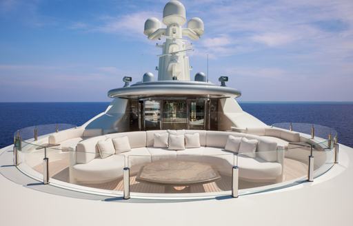 seating area on the forward section of the sundeck aboard motor yacht KIBO