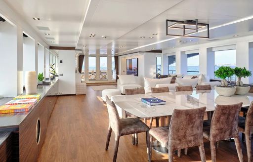 Charter yacht AFRICA I interior dining area