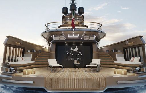 Swim platform with sun loungers onboard superyacht charter RAJA²