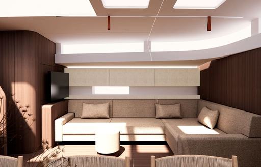 Charter yacht FITZROVIA interior lounge rendering