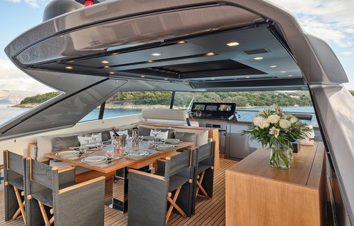 Flybridge onboard charter yacht Nirvana