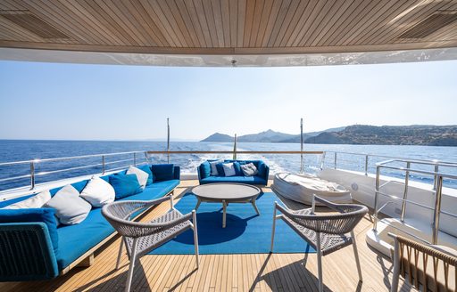 Charter yacht BLUE DIAMOND exterior deck space with seating