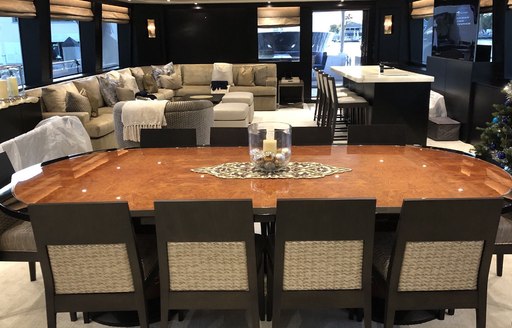 formal dining table in the main salon aboard luxury yacht TANZANITE 