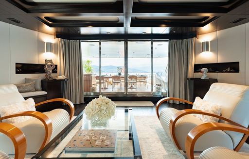 Charter yacht LOTUS interior seating area 