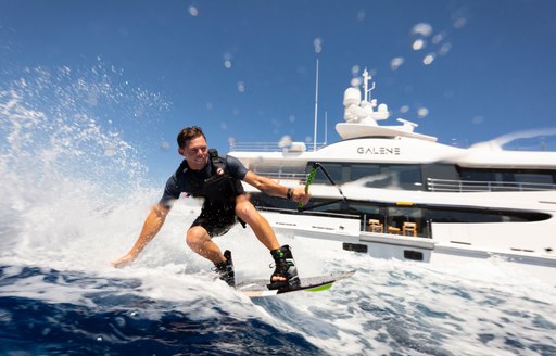 Wakesurfing onboard charter yacht GALENE