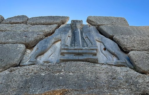 Close up of the Lion Gate at Mycenae