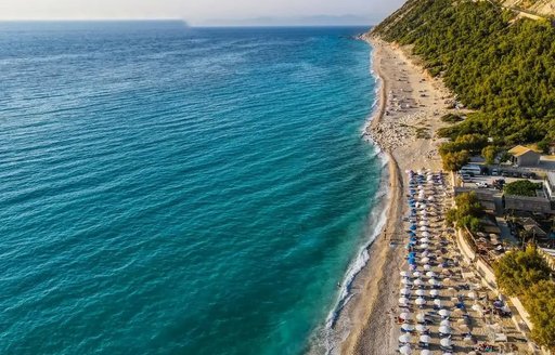 Pefkoulia beach Lefkada aerial view