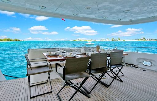 Charter yacht XOXO exterior dining area