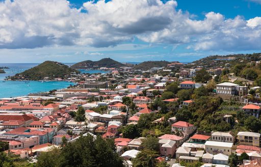 View of Charlotte Amalie, capital city of the U.S. Virgin Islands, Caribbean
