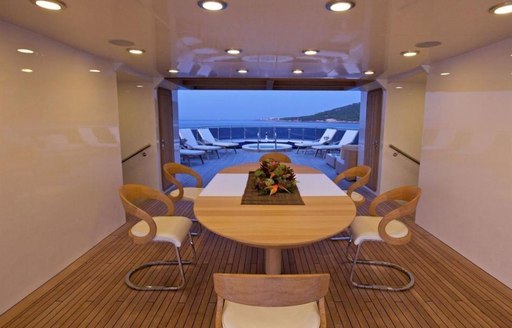 The transition point between interior and exterior spaces on luxury yacht O'MEGA