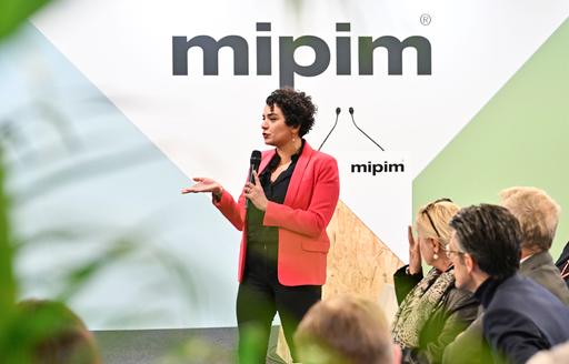 Speaker with microphone at MIPIM Cannes