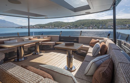 Charter yacht HAZE² exterior seating area
