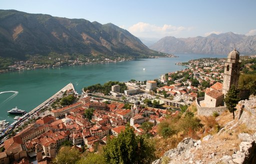 Superyachts along the coastline of Montenegro