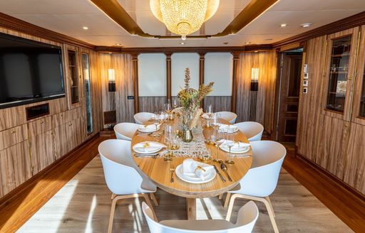 Charter yacht IRAMA interior dining area