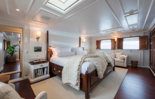 light and airy master suite on board luxury yacht Haida 1929