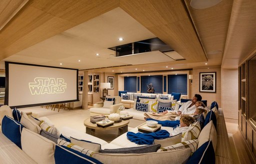 Cinema room onboard charter yacht Lady Jorgia