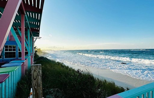 View out onto the beachfront from the passerelle at Nipper's